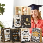 Tao Tao 6 Pcs Christian Graduation Bags Bulk, 2025 Religious Graduation Paper Gift Bags Black and Gold Paper Goodie Boxes with Handle for Senior High School Student Party Supplies Multicolor